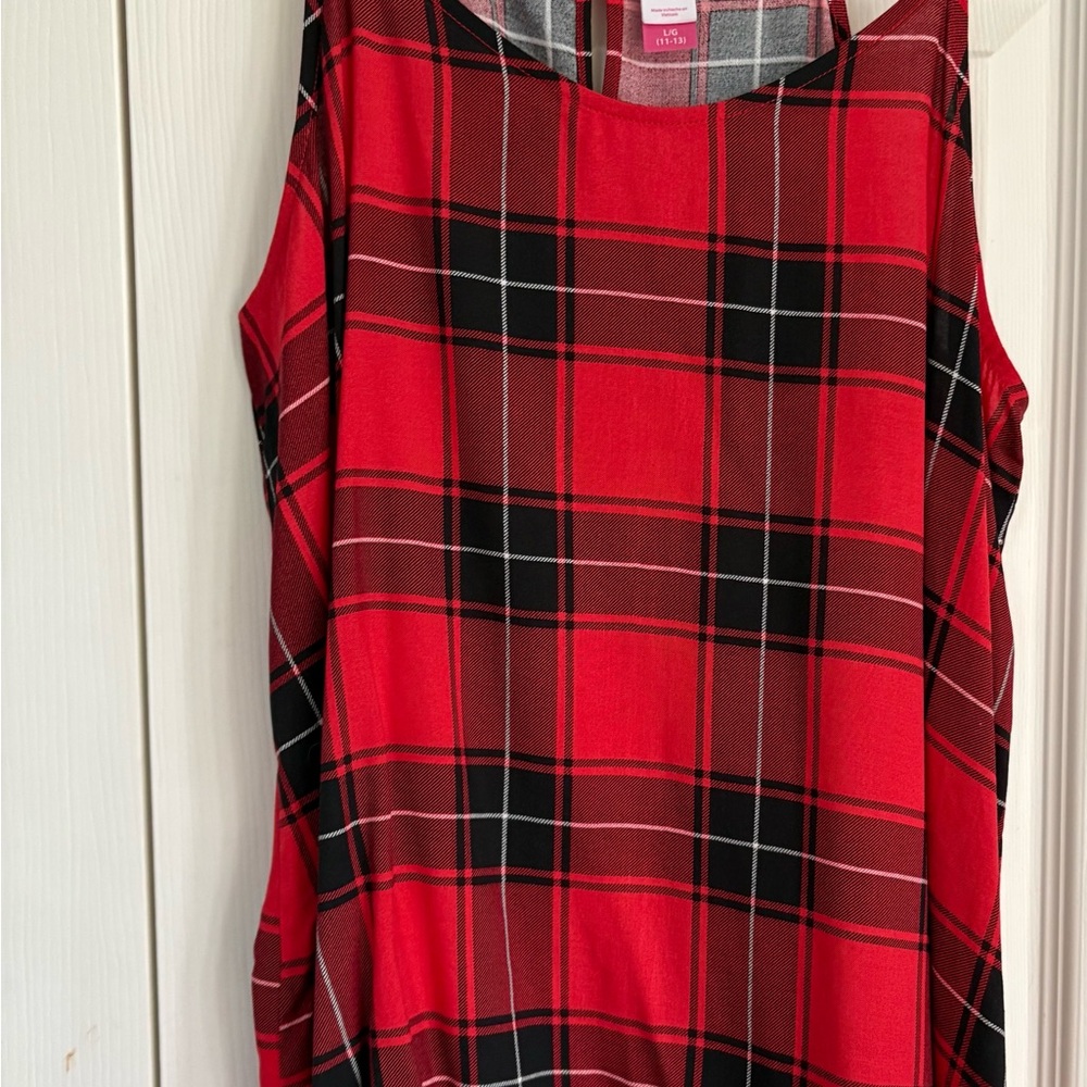 No Boundaries Red and Black Plaid Blouse